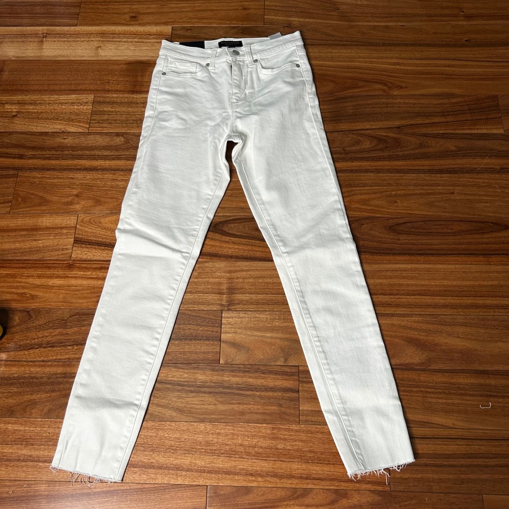 Banana Republic Womens High Rise Skinny Jeans White Raw Hem Size 26/2 NEW